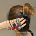 Korean Summer Hair Tie 2021 New Rhinestone Square Ring Girl Cute Colorful Horsetail Elastic Rubber Band Female Rope Head